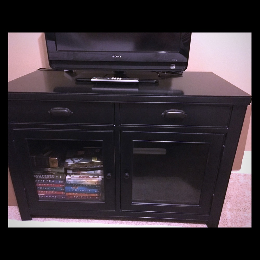(black) tv stand & flat screen tv (31 inches)